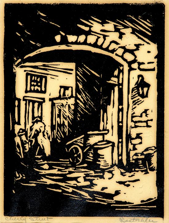 Appraisal: Rentschler Charleston school th century CHERRY STREET CHARLESTON block print