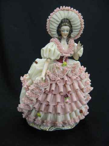 Appraisal: Dresden Porcelain Lace Figurine of a Lady elaborate gown ''