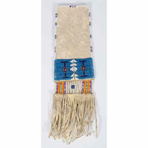 Appraisal: Sioux Beaded Hide Tobacco Bag sinew-sewn and beaded on commercially