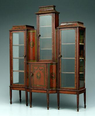 Appraisal: Fine Adam style miniature vitrine satinwood mahogany and other mixed