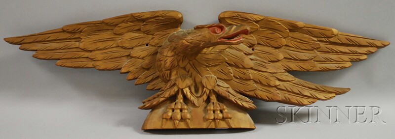 Appraisal: Painted Carved Wood American Eagle Plaque wd in