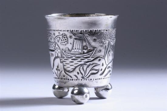 Appraisal: GERMAN SILVER CUP th century marks partially rubbed Cylindrical on