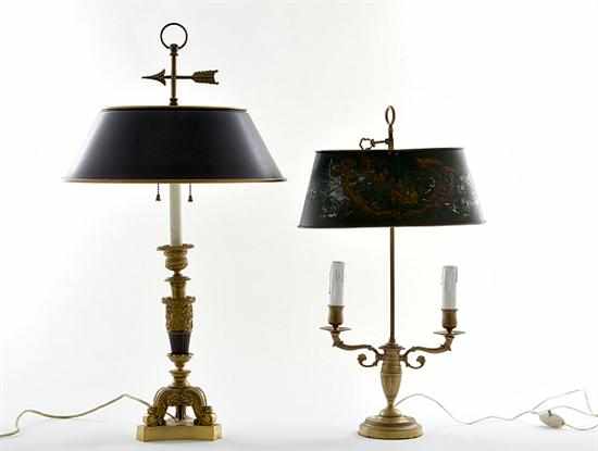 Appraisal: French brass candlesticks converted to lamps th century Charles X