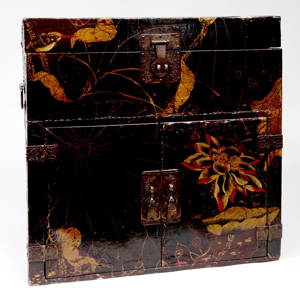 Appraisal: Asian Black Lacquer and Parcel-Gilt Chest x x in Condition