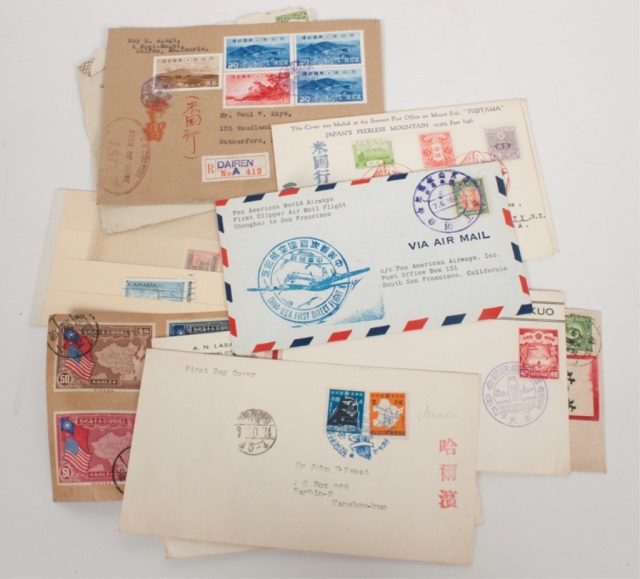 Appraisal: Group of Far Eastern stamped covers comprising about items including