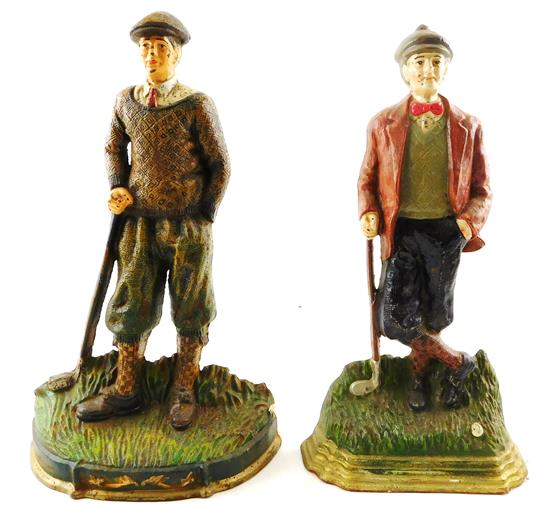 Appraisal: Two th C painted cast-iron golfer door stops taller one