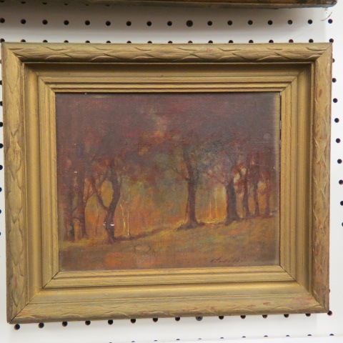 Appraisal: Antique Oil Painting landscape with trees on board image area