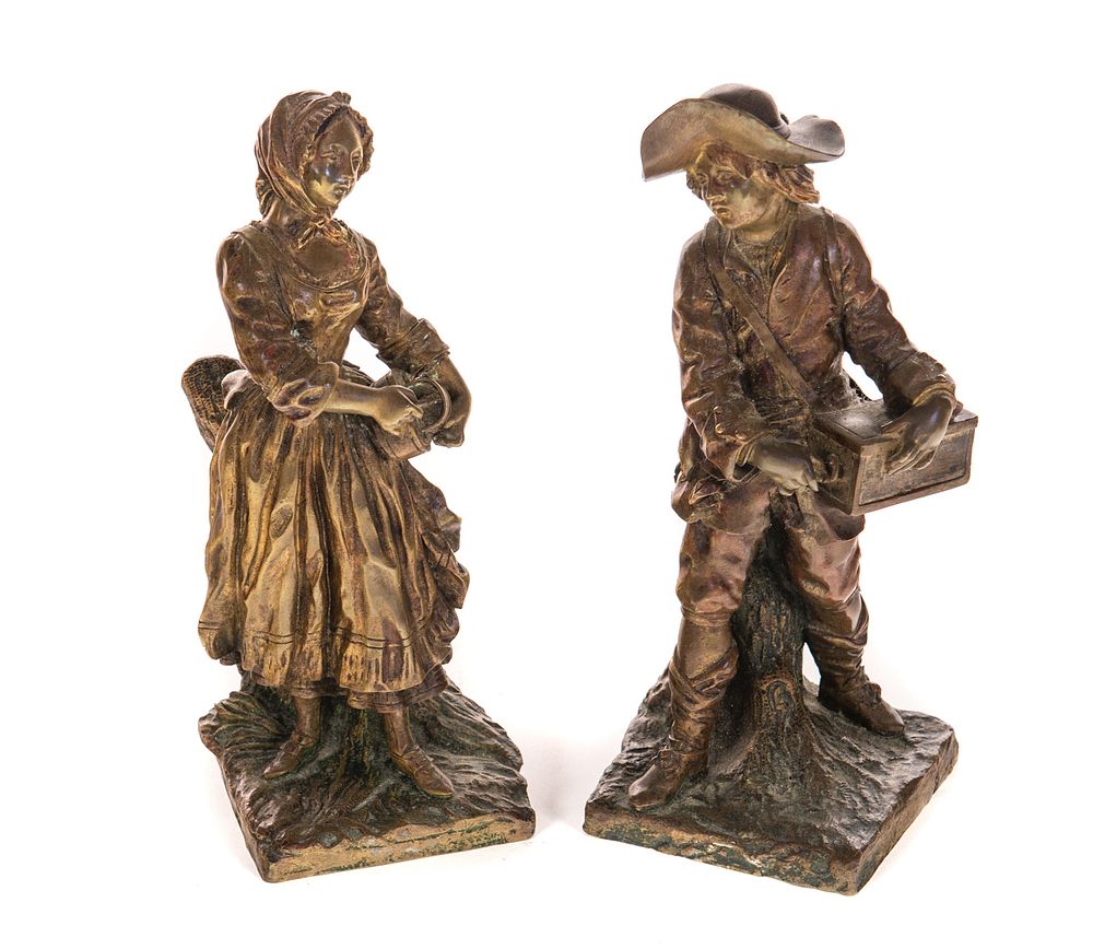 Appraisal: Pair of Early French Bronze Sculptures Music Box Pair of