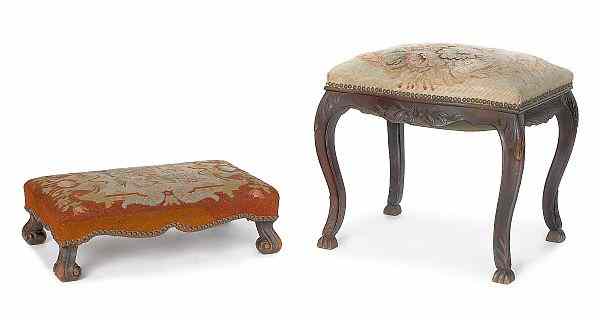 Appraisal: Two Georgian style upholstered footstools