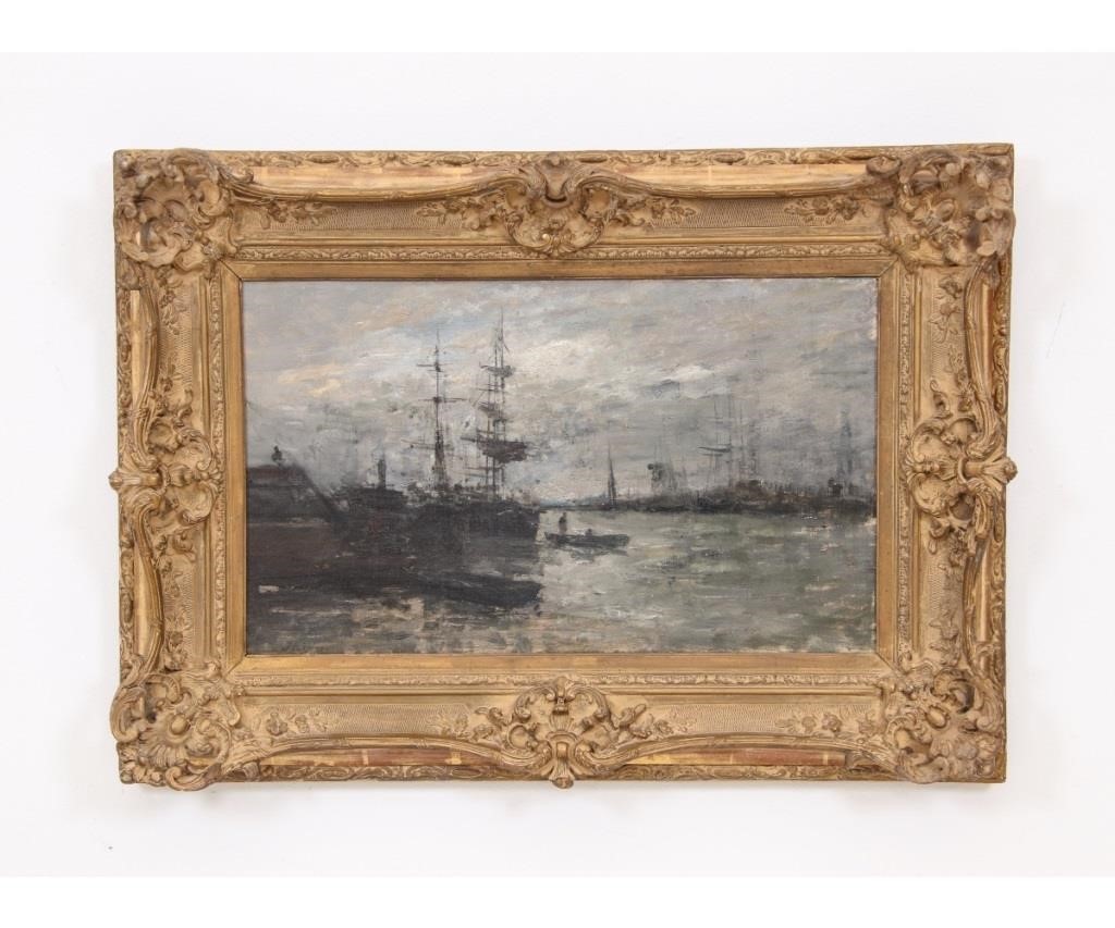 Appraisal: Stanislas Lepine - French oil on canvas of a sailing