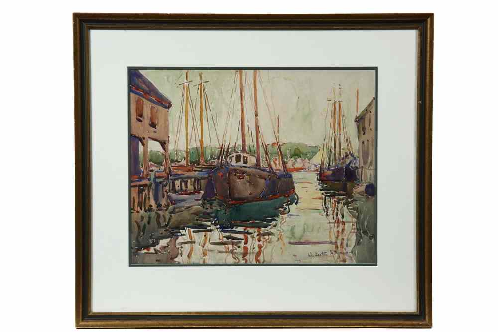 Appraisal: WATERCOLOR - Gloucester Harbor Scene by William Lester Stevens MA