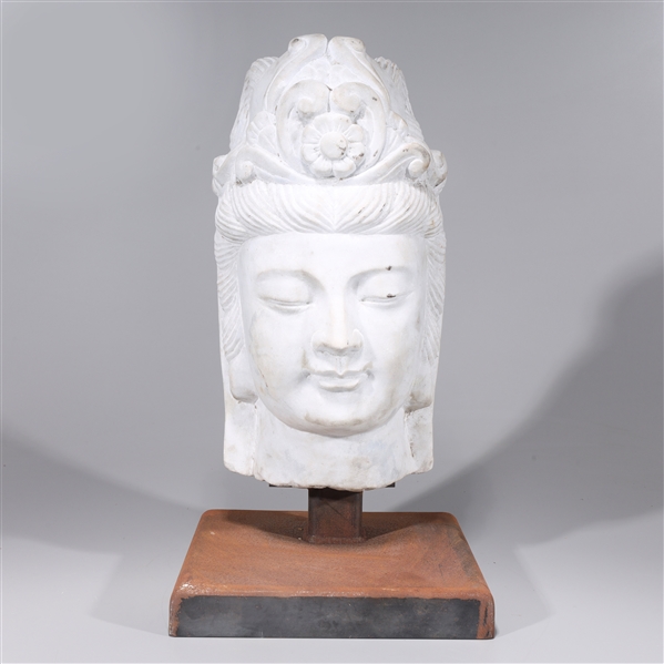 Appraisal: Chinese marble Buddha head statue mounted on base minor wear