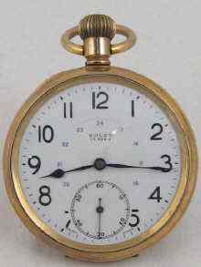 Appraisal: A gold plated open face pocket watch by Rolex c