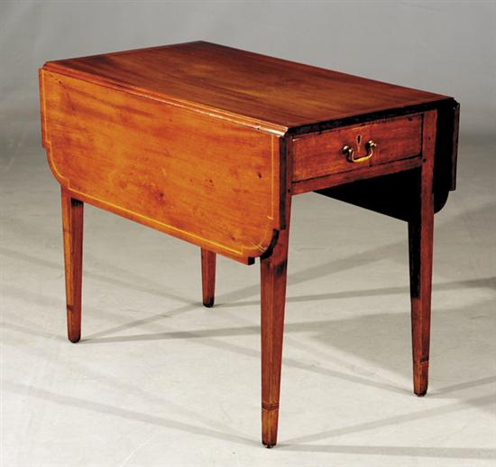 Appraisal: Southern inlaid walnut and mahogany Pembroke drop-leaf table circa rectangular