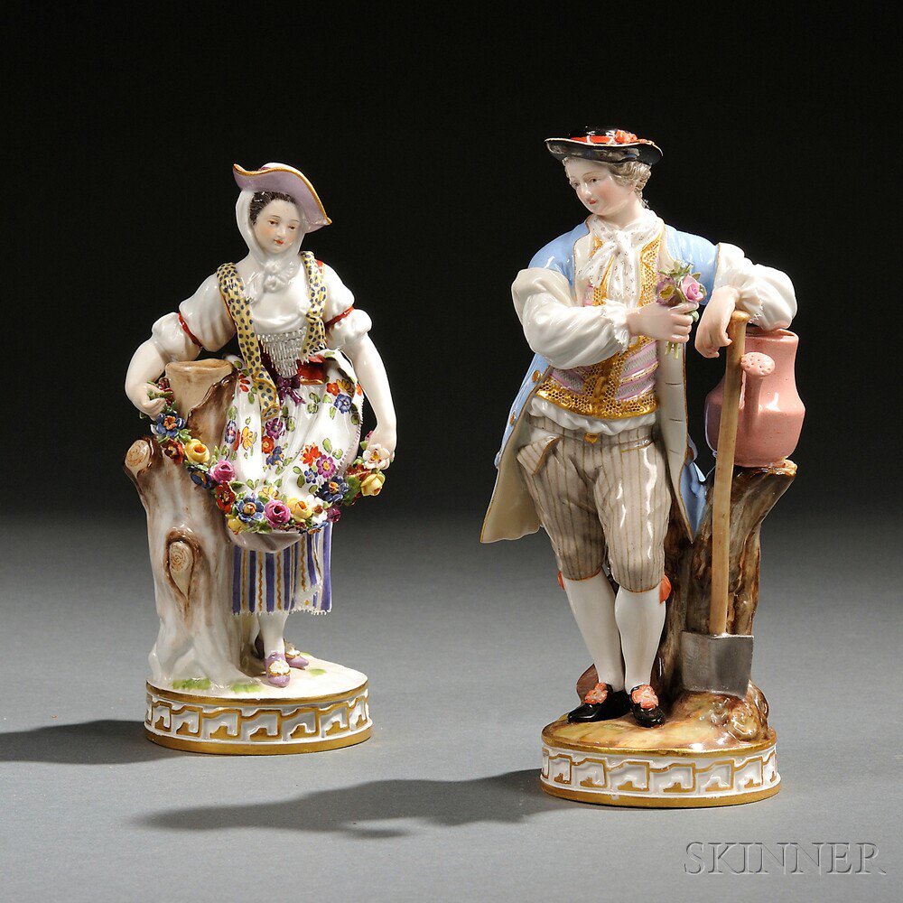 Appraisal: Two Meissen Porcelain Figures Saxony late th century each polychrome