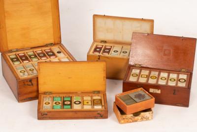 Appraisal: A quantity of microscope slides by Charles M Topping and