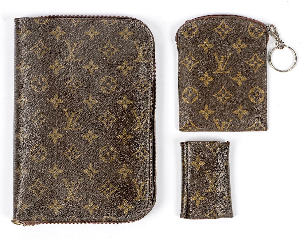 Appraisal: Vintage Louis Vuitton Monogram Document Case Change Purse and Wallet