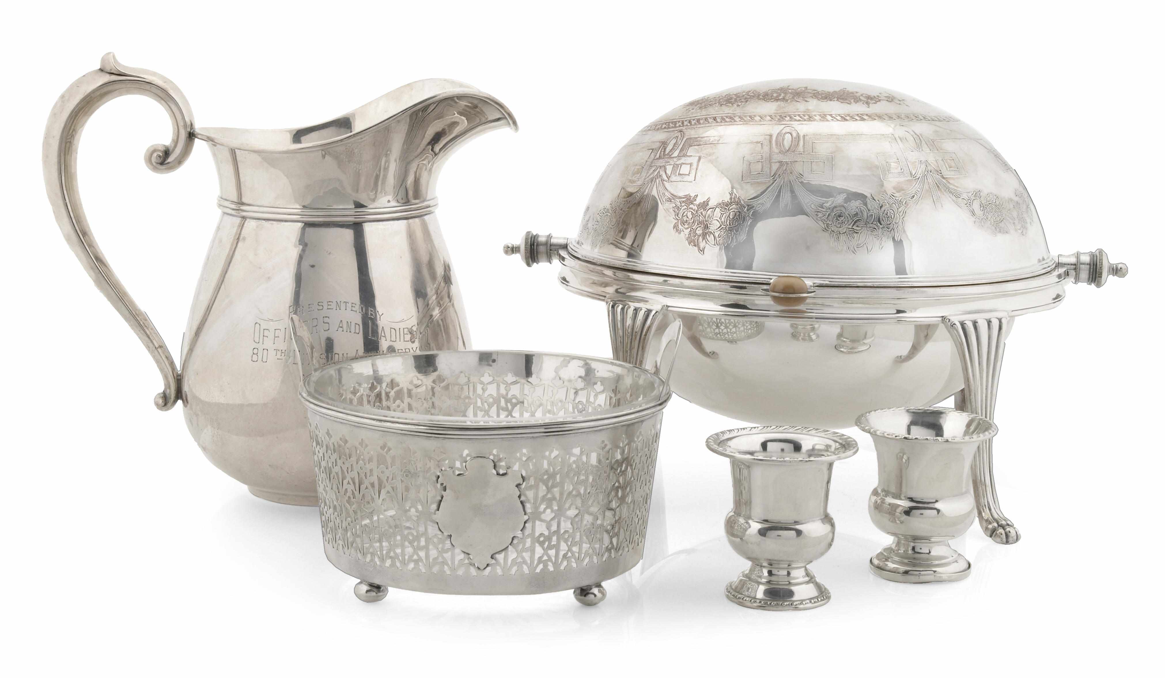 Appraisal: A group of sterling and plated table articles Comprising sterling