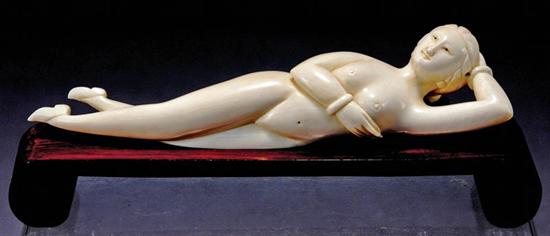 Appraisal: Chinese ivory doctor's lady th century ivory carving of lounging