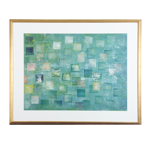 Appraisal: HARRY BERTOIA Monotype on paper abstract composition with overlapping squares