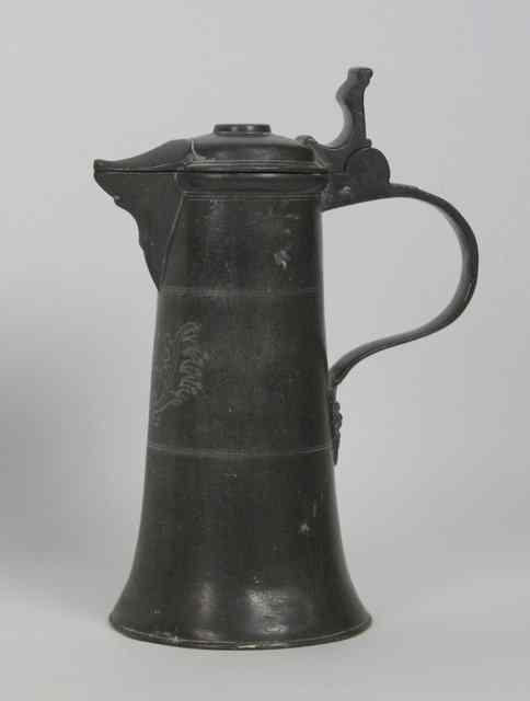 Appraisal: A Swiss pewter lidded flagon initialled AMZ and dated cm