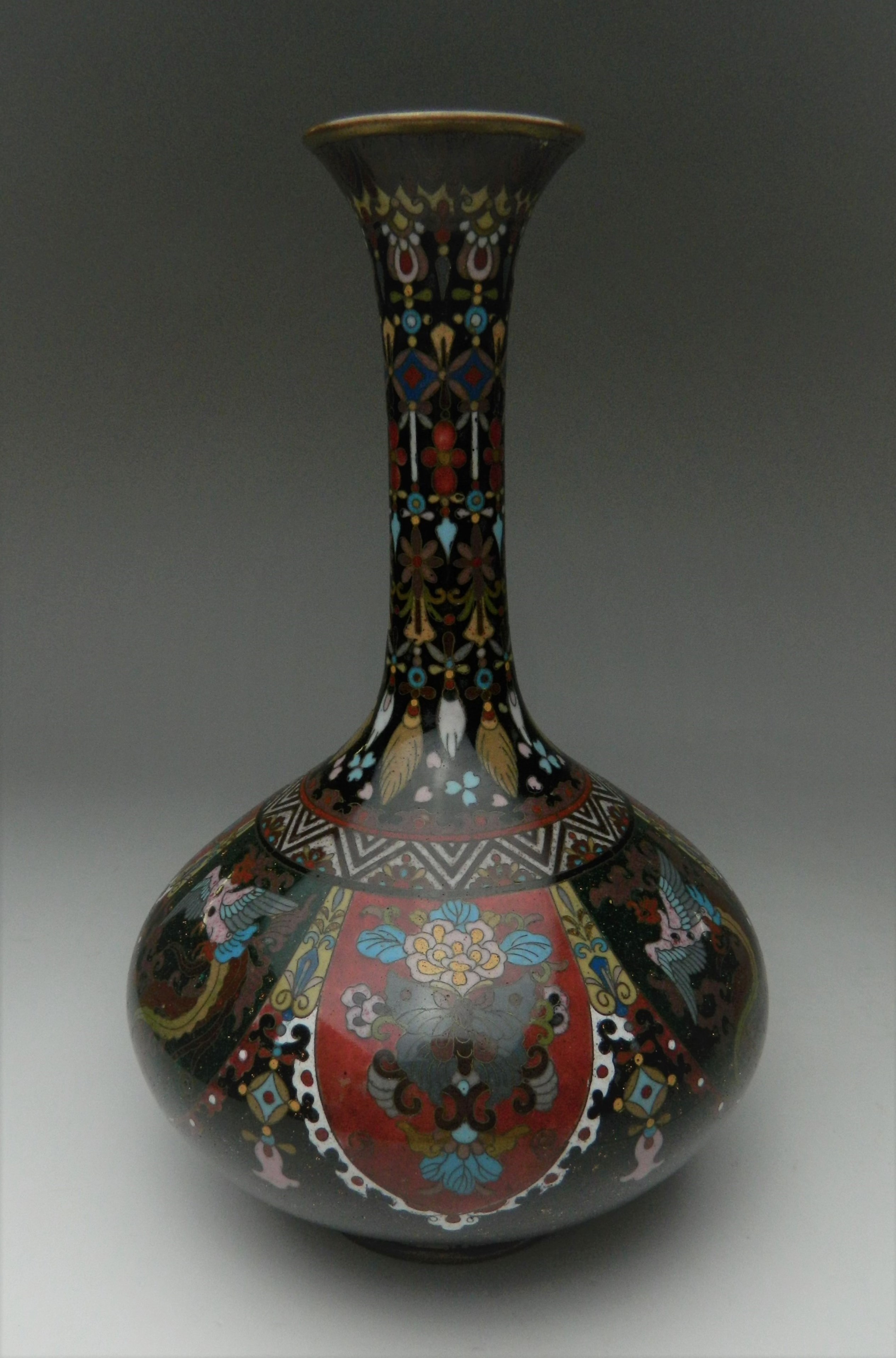 Appraisal: Japanese cloisonne vase- varied patterns and colors on bulb shaped