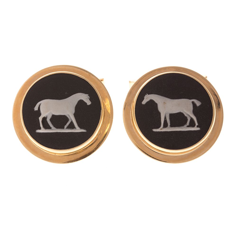 Appraisal: Pair of Gent's K Horse Cufflinks K yellow gold horse