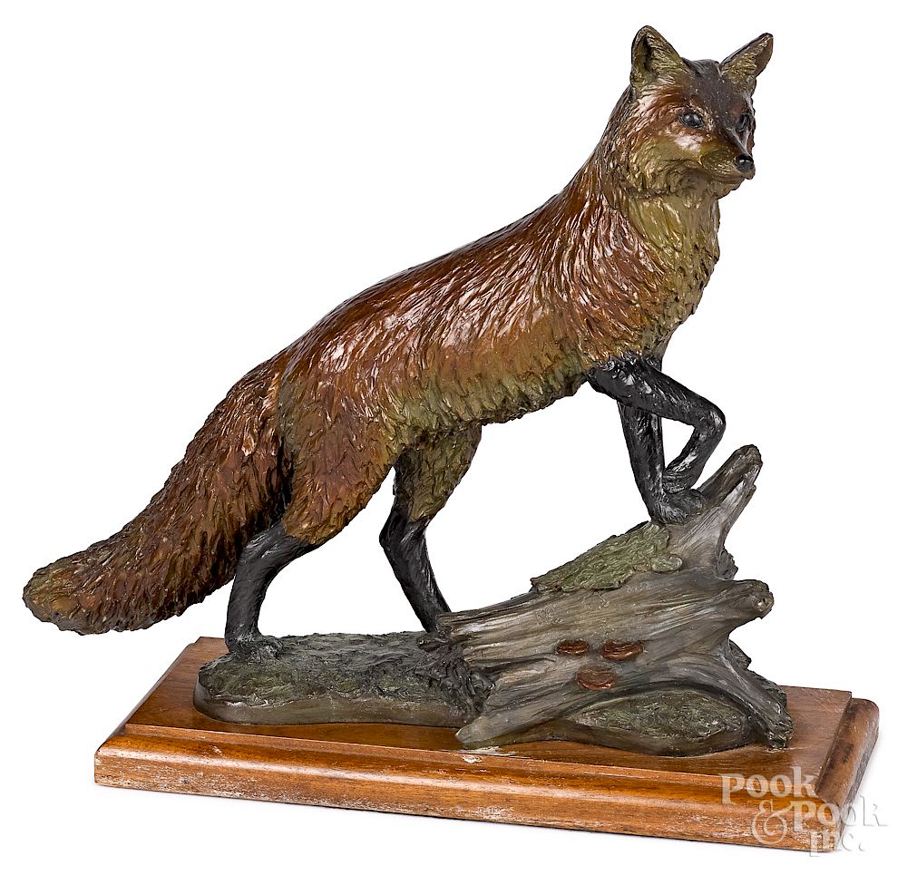 Appraisal: David H Turner painted bronze fox David H Turner American