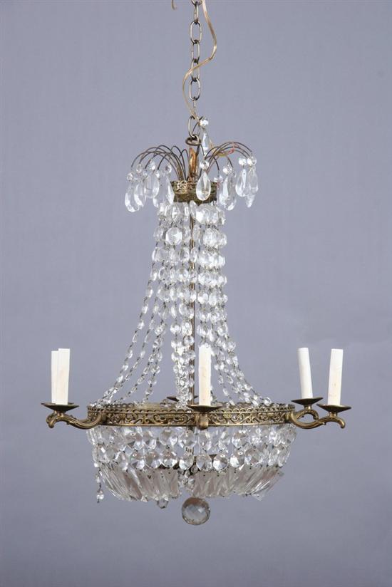 Appraisal: LOUIS XVI STYLE SIX-LIGHT CHANDELIER early th century Gilt-metal crown