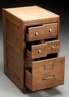 Appraisal: Mission Filing Cabinet w Paneled Sides Cabinet with four card