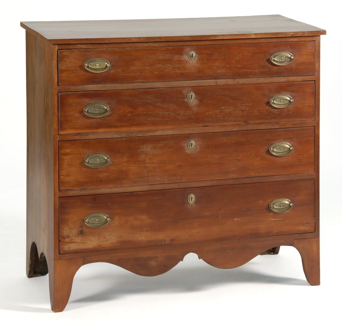 Appraisal: ANTIQUE HEPPLEWHITE CHEST Circa In cherry with four graduated drawers