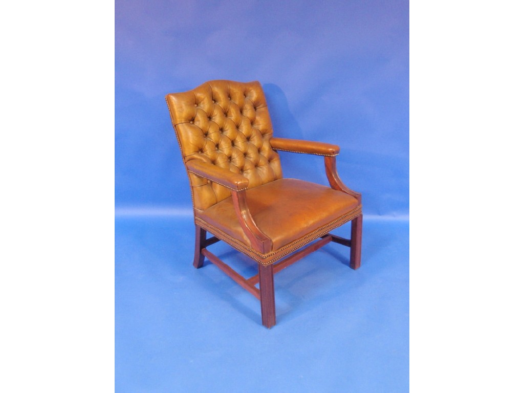 Appraisal: A mid thC mahogany framed Gainsborough chair upholstered in buttoned