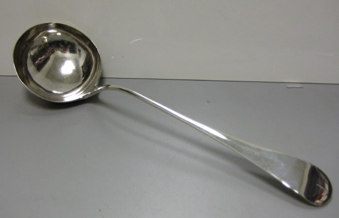 Appraisal: EBENEZER COKER LONDON English George II silver soup ladle Old