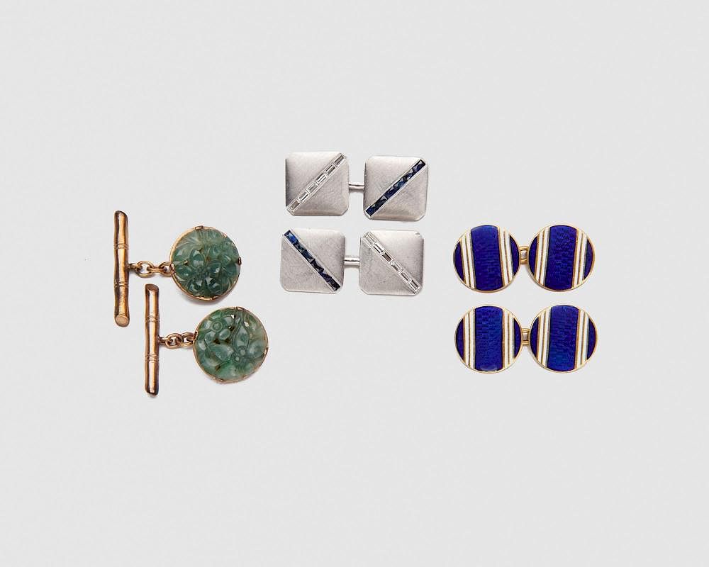 Appraisal: Three Pairs of Cufflinks Three Pairs of Cufflinks one platinum