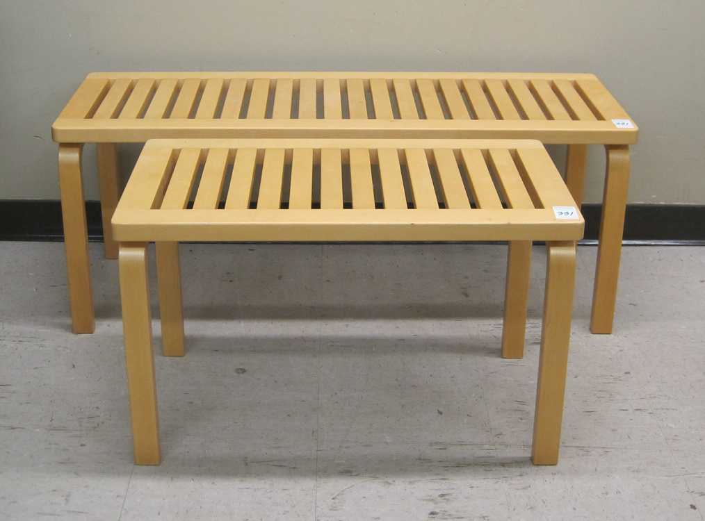 Appraisal: TWO ALVAR AALTO BIRCH BENCHES Alvar Aalto design each made