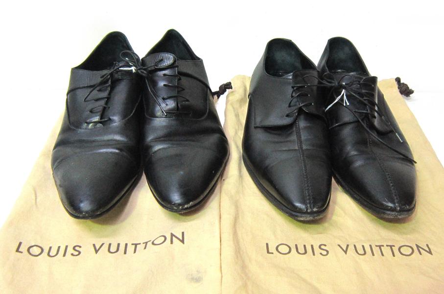 Appraisal: TWO PAIRS OF LOUIS VUITTON MENS BLACK LEATHER SHOES ESTIMATED