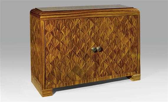 Appraisal: FRENCH CABINET Late Art Deco circa Exotic wood marquetry and