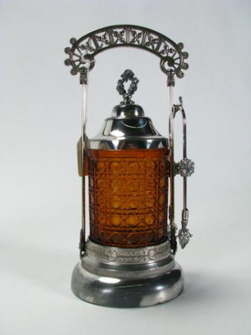 Appraisal: Acme Silver Plate Co quadruple silver plate and amber pattern