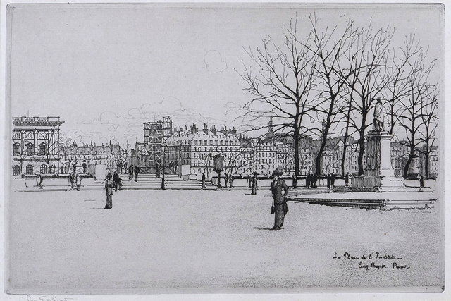 Appraisal: EUGENE BEJOT - 'La Place de L'Institut' etching inscribed with