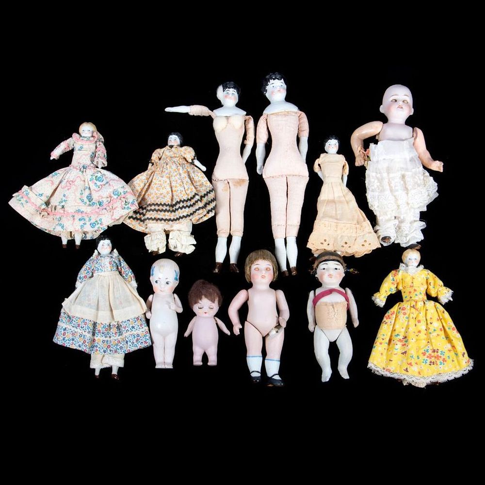 Appraisal: Vintage Porcelain and Bisque head dolls A grouping of Victorian