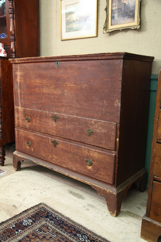 Appraisal: MULE CHEST Pine with lift lid interior til two drawers