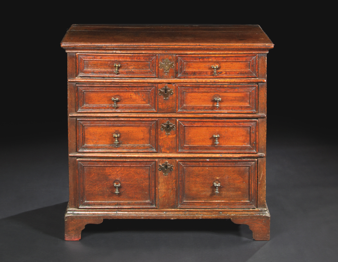 Appraisal: English Oak Chest th century and later the rounded rectangular