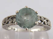 Appraisal: A white metal tests silver aquamarine ring the aquamarine measuring