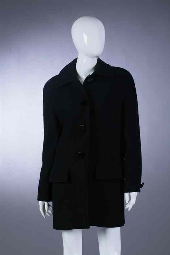 Appraisal: CHRISTIAN DIOR BOUTIQUE BLACK WOOL COAT late s numbered With