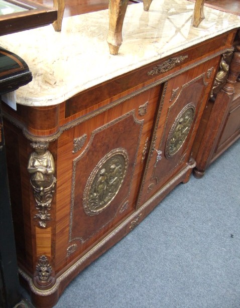 Appraisal: A th century Kingwood and burr walnut side cabinet the