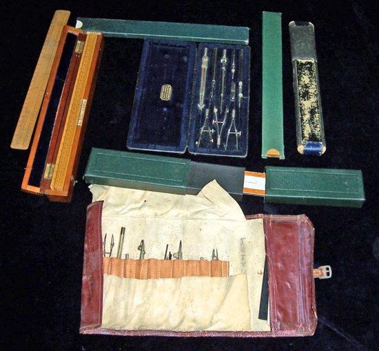 Appraisal: A quantity of draughtsman's instruments cased and uncased including rules