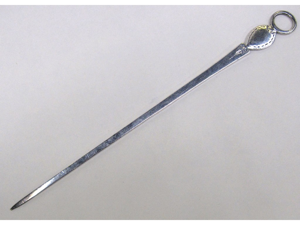 Appraisal: George III silver meat skewer with ruing handle by Thomas