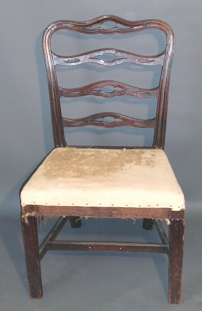 Appraisal: Philadelphia Chippendale side chair c mahogany ladder-back h x w