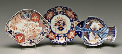 Appraisal: Three pieces Japanese Imari double fish server - x -