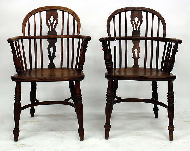 Appraisal: TWO EARLY TH CENTURY NORTH-EASTERN ASH AND ELM WINDSOR ARMCHAIRS